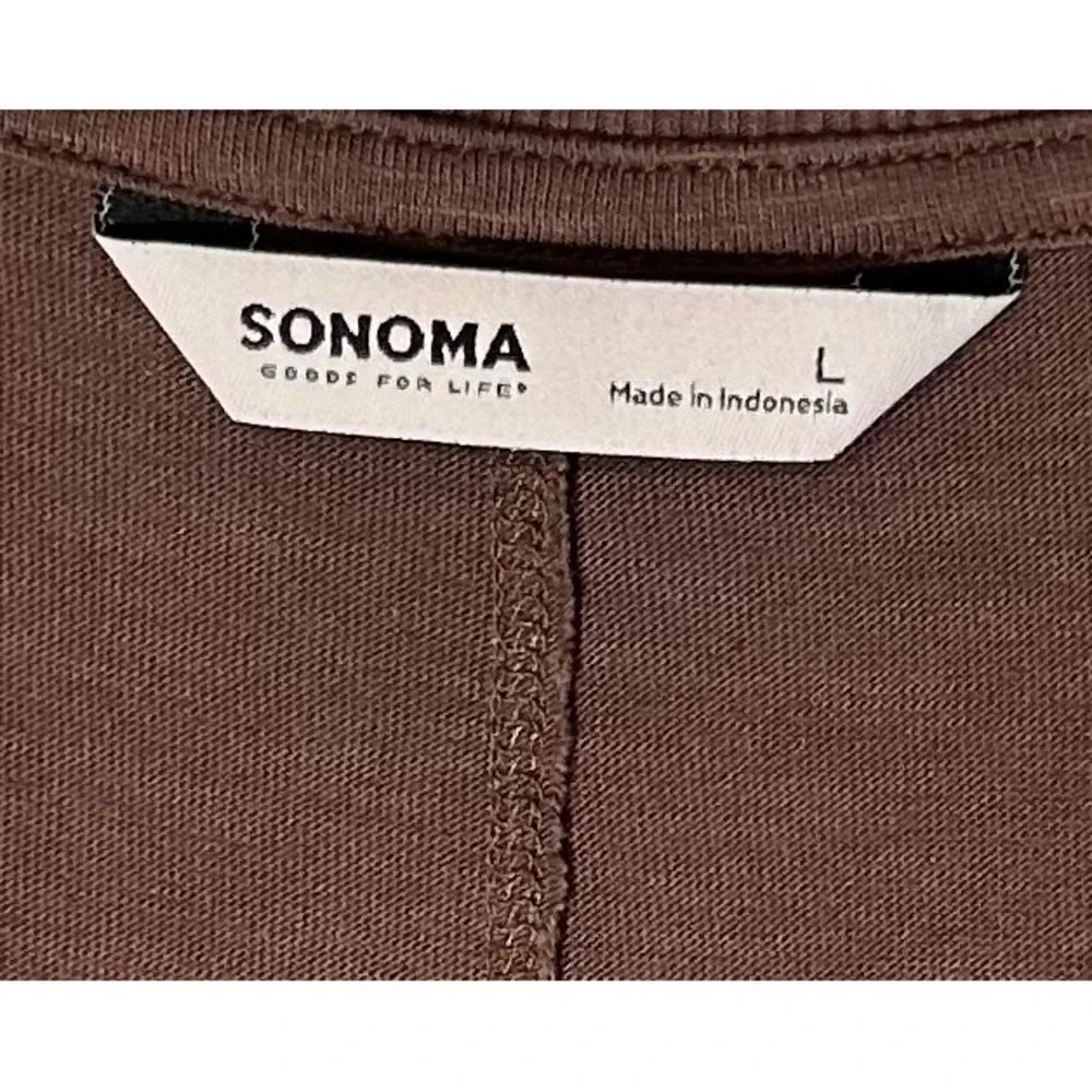 Sonoma Goods For Life Brown V-Neck Sleeveless Midi T-Shirt Dress‎ Size L